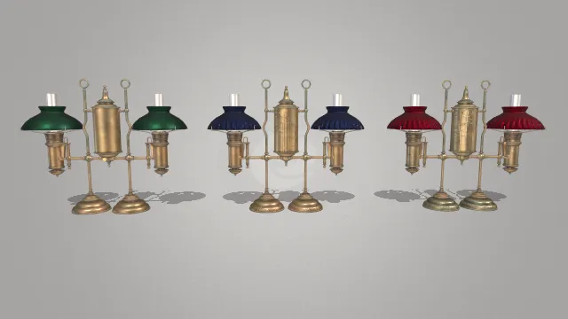 1800年代煤油学生灯金属制作灯架家具