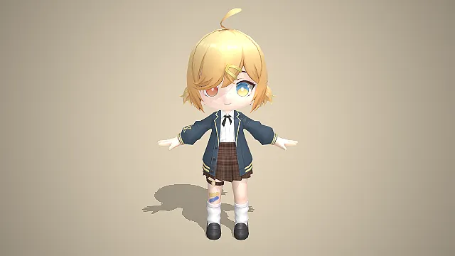 学院风  金发呆毛  潮流配饰  卡通渲染