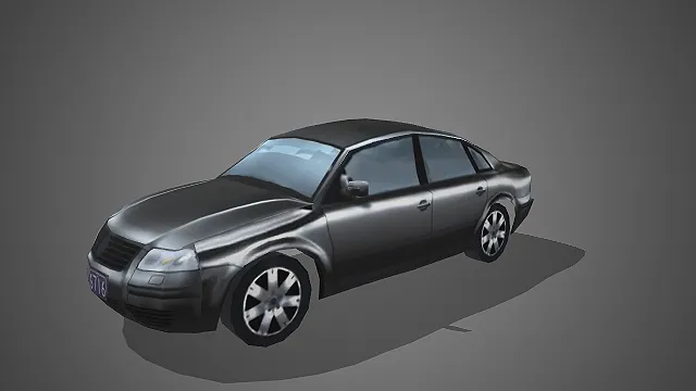 深灰色商务中型轿车 3D 模型