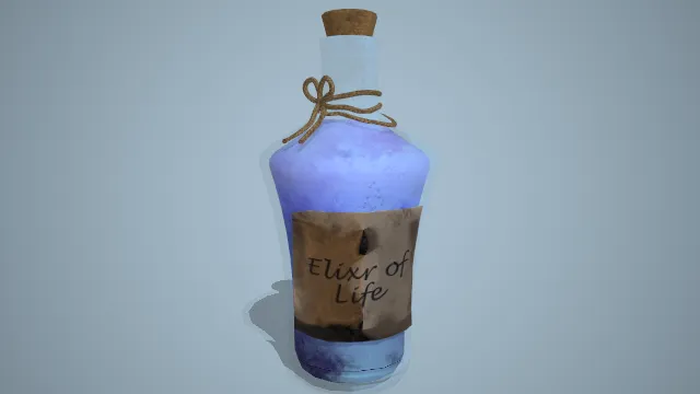 装有蓝色液体的瓶子