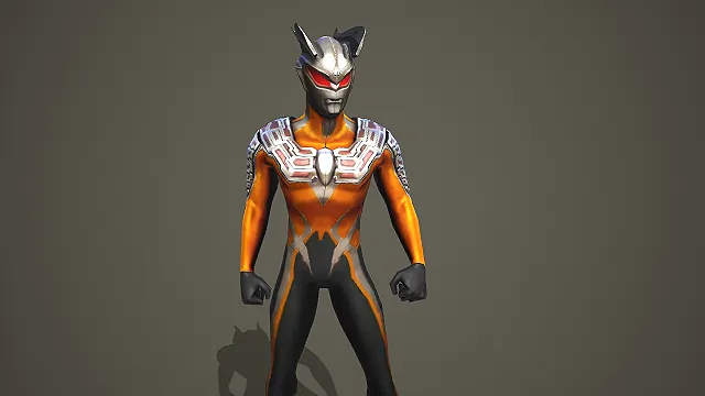 橙黑配色黑暗洛普斯赛罗奥特曼角色模型