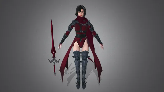 游戏模型 人物模型 红衣剑客 游戏皮肤