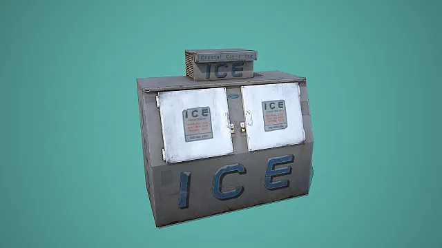 卡通风格复古做旧双门商用储冰柜装饰道具