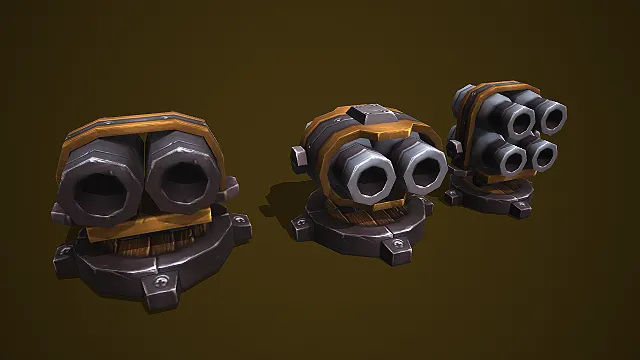 复古机械风多管火炮 3D 模型.fbx