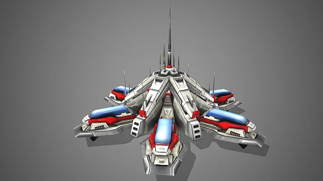 一个写实风格的载具3D科幻母舰模型，适合用于科幻场景