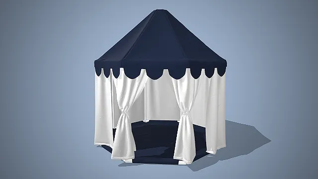 尖顶八角帐篷  白色纱幔门帘  公主风儿童帐篷  清新法式风