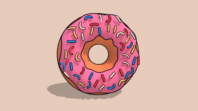 2D甜甜圈卡通风格食物甜点3D模型