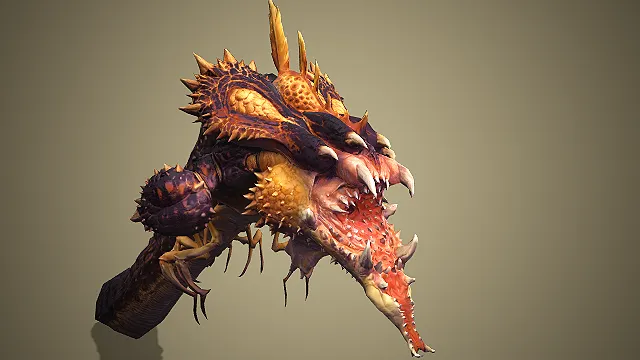 紫褐棘刺多头巨蟒：烬岩毒刺变异巨兽模型