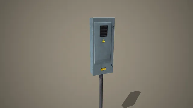 户外立柱式带散热格栅高压配电箱 3D 模型 工业设备资产