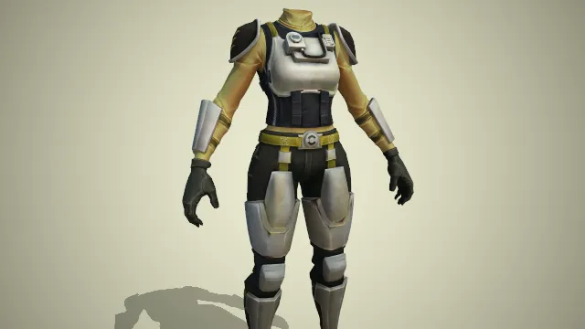 黄色战斗套装，关节处有铁片保护