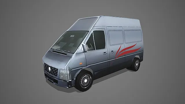 灰红装饰大型厢式货车 3D 模型