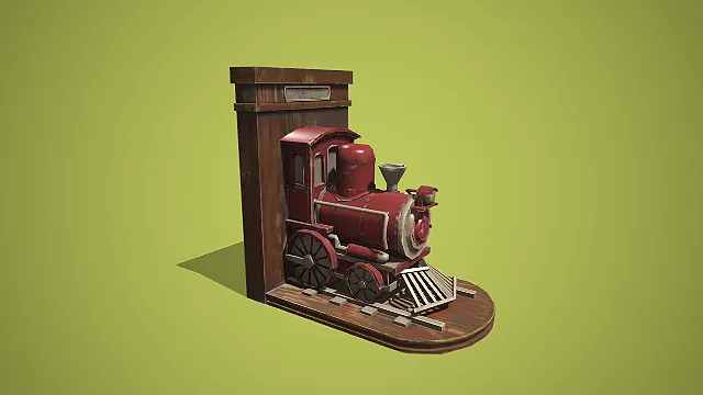 复古红做旧火车头木质书挡