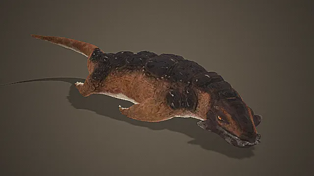  原始沼泽场景史前鳄形生物模型