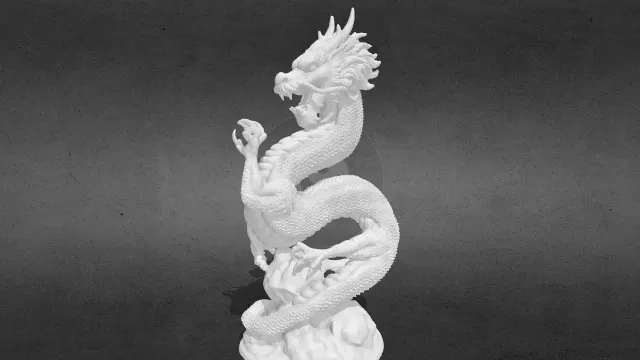 中国龙雕像obj