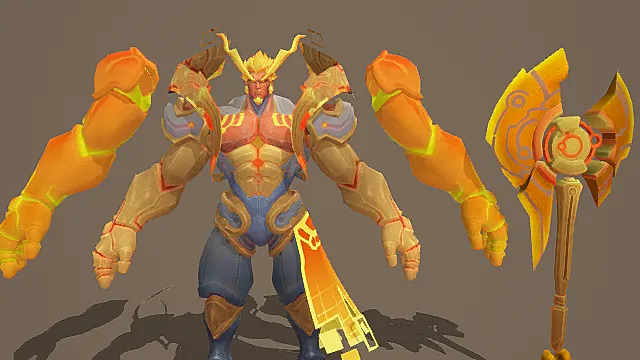 烈日战神：神角熔岩机甲战士套装