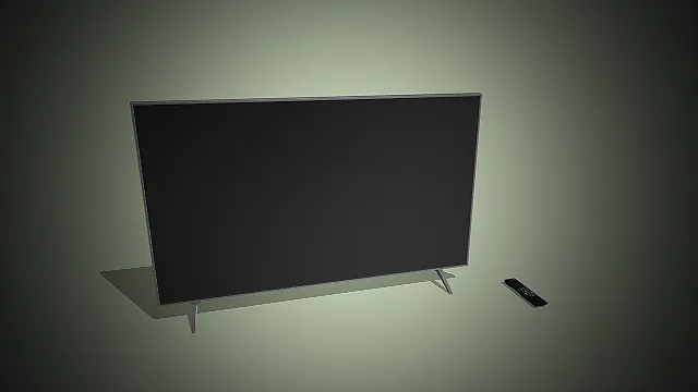 一个黑银配色的无边框平板电视3D模型