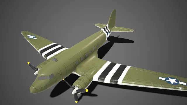复古  双发螺旋桨  运输机  军绿色涂装  美式军用  军事主题