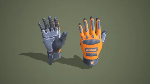 双色防滑防护手套 3D 低多边形劳保工具模型