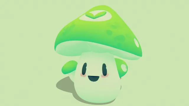 卡通风格化藤蔓绿色蘑菇家族菌类