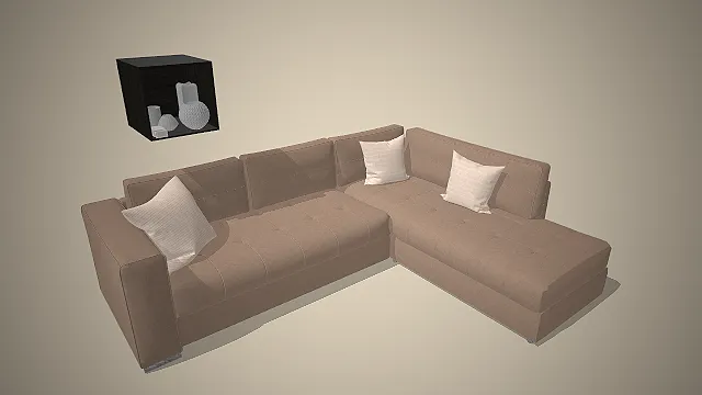 转角沙发  方形抱枕  现代简约  室内陈设