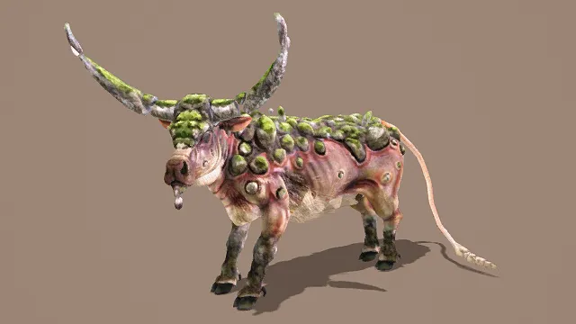 奇幻风格苔藓变异公牛3D模型