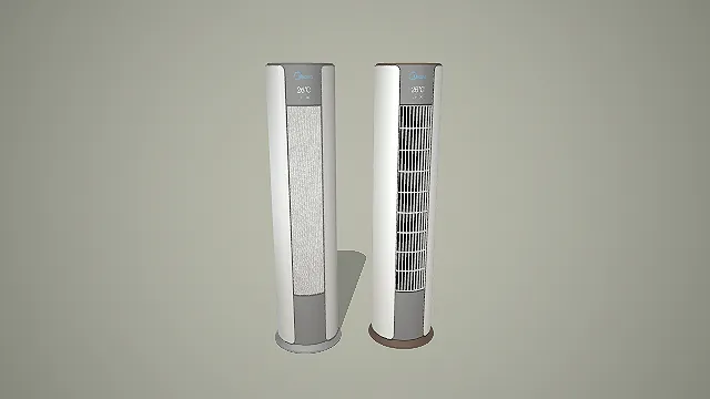 写实风格双色美的塔式柜机空调 3D 现代家电道具模型