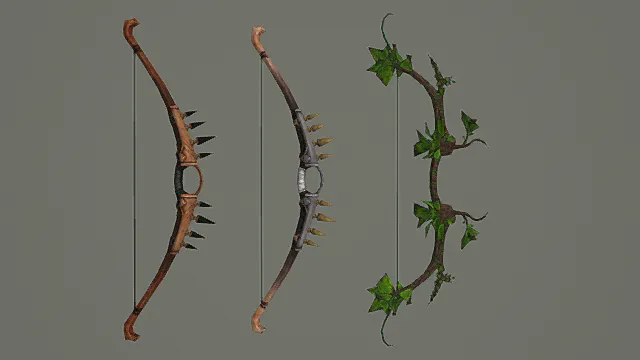 野性自然弓箭套装游戏武器3D模型