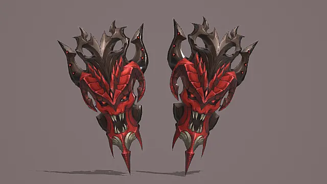 红魔邪兽双持肩刃游戏武器3D模型