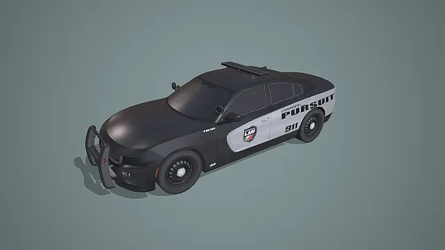 黑灰道奇 Charger 追缉版警用拦截轿车 3D 模型