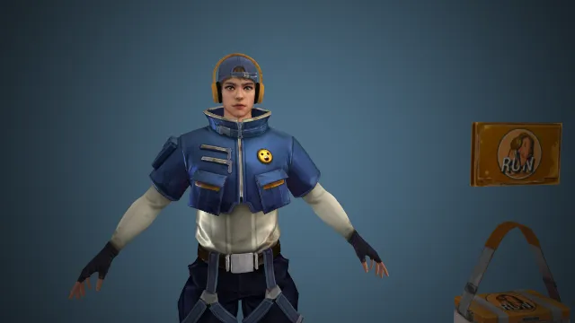 3D 角色建模  冒险求生  头戴耳机  外卖小哥  工装风