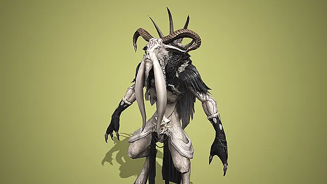 枯骨巨角魔羊  咒术类魔物  副本阴冷角色  怪物模型  游戏模型