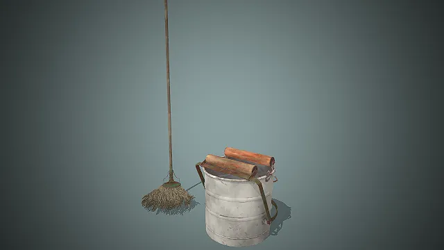 一套工业复古风格的清洁工具3D模型