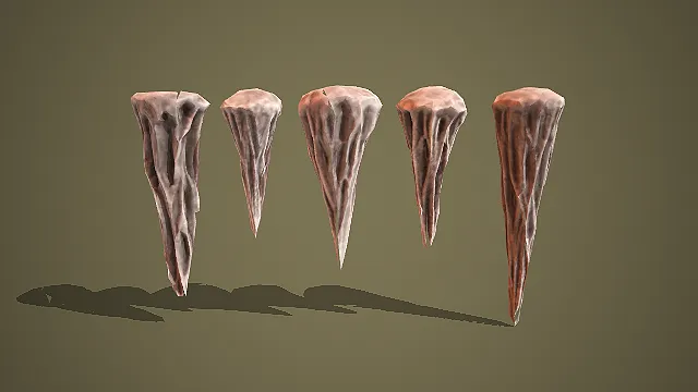 五组棱角锥形溶洞钟乳石组合洞窟装饰模型