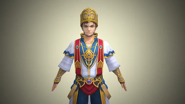 一位身着华丽神官服饰的男性3D模型