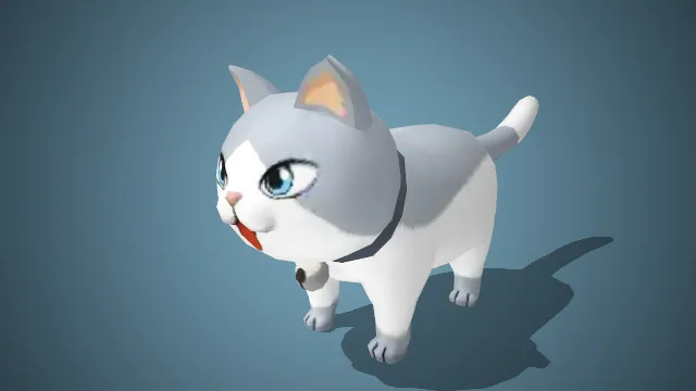 卡通灰白英短猫 3D 模型