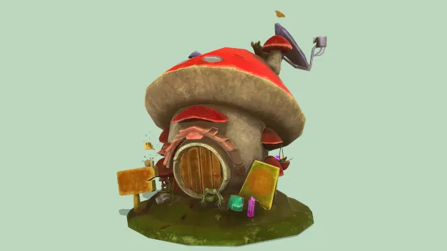 蘑菇屋建筑房子场景动物信号接收器