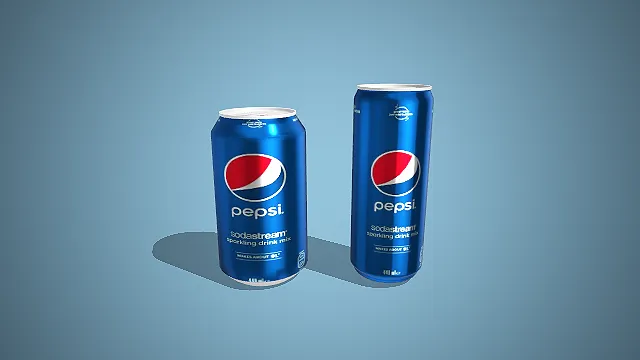 卡通风格百事可乐苏打水气泡粉罐组合 3D 低多边形饮品场景装饰模型