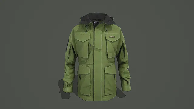 现代战术风多口袋连帽夹克3D模型