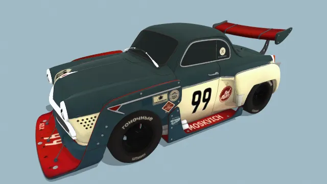 莫斯科绿色带有99数字标记的赛车跑车