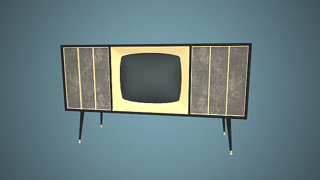 一体式电视音响柜  家居娱乐模型  复古家庭娱乐  中世纪现代风