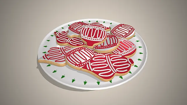 一个写实风格的常见节日甜点圣诞糖霜饼干的模型