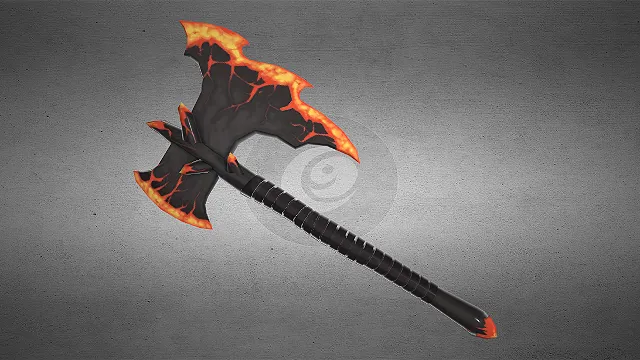 熔岩战斧  火焰魔法武器  双刃巨斧  奇幻道具
