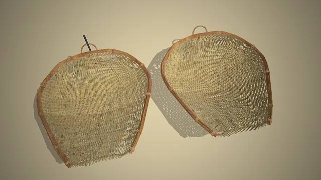 传统竹编簸箕  农耕器具  粮食晾晒工具  农家作坊