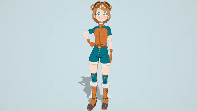 3D卡通风格可爱女性角色模型，创意设计（3D角色、卡通风格，可爱风，角色设计主题）