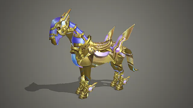 神域仙境场景圣金幻彩战马坐骑模型