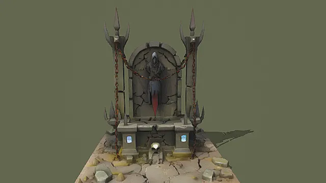 卡通风格暗黑系刑场场景3D模型