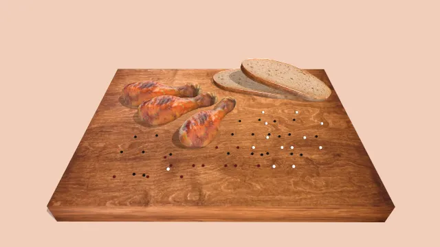 菜板上的精致鸡肉食物烘焙面包