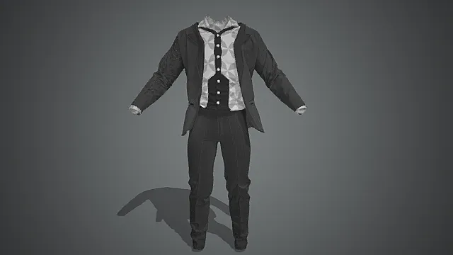 暗黑几何纹西装套装模型