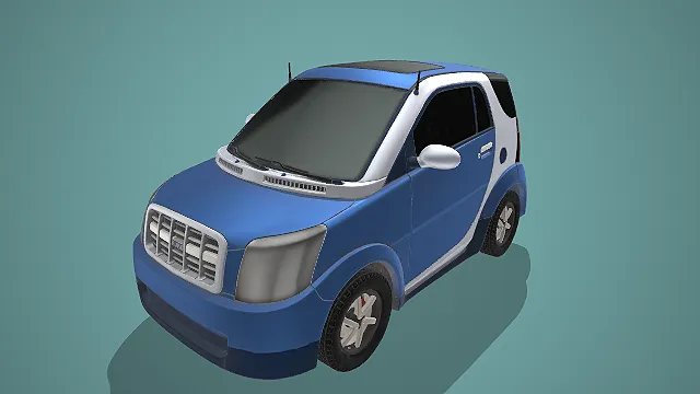 蓝白配色小型都市代步轿车 3D 模型