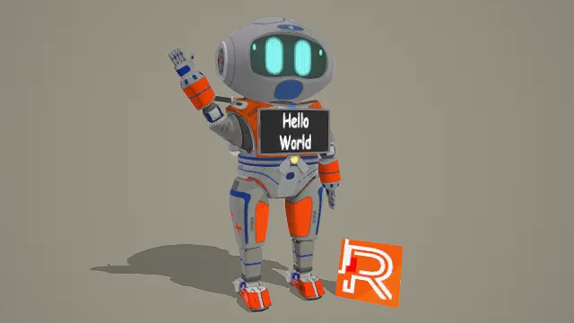 3D卡通风格机器人模型，创意设计（3D机器人、卡通风格、科技友好风，机器人设计主题）